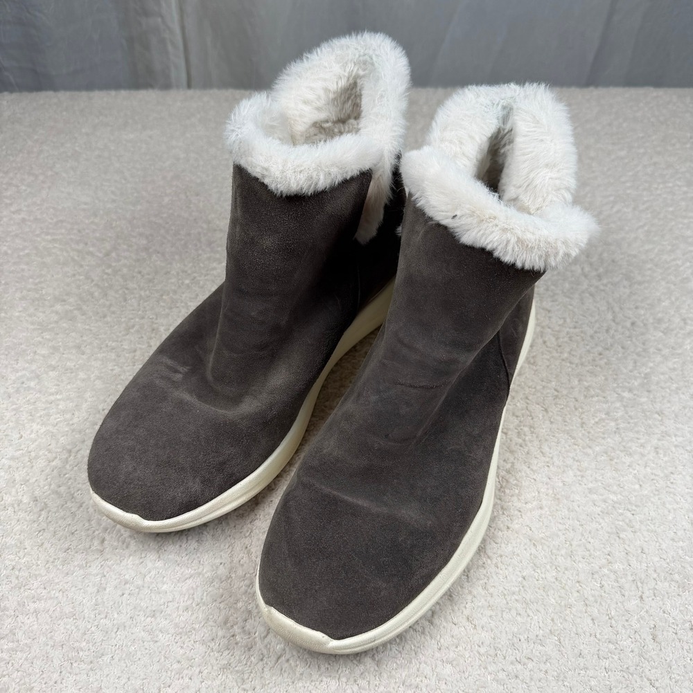Johnston & Murphy Womens 10 XC4 Waterproof Suede Faux Furโ Ankle Boots Gray